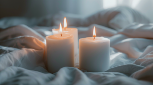 sensual candles in a bedroom